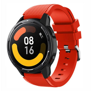 Twill Silicone Strap, red, on a watch, 3/4 front view