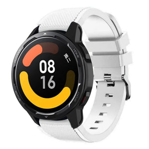 Twill Silicone Strap, white, on a watch, 3/4 front view