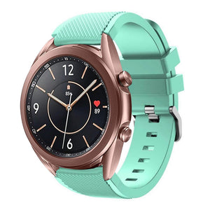 Twill Silicone Strap, aqua, on a watch, 3/4 front view