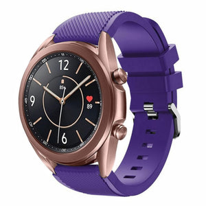 Twill Silicone Strap, purple, on a watch, 3/4 front view