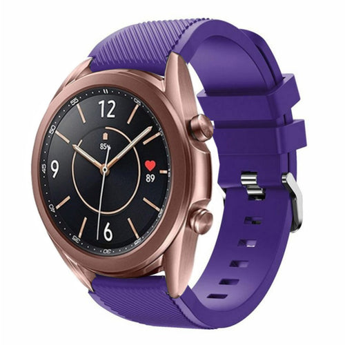 Twill Silicone Strap, purple, on a watch, 3/4 front view