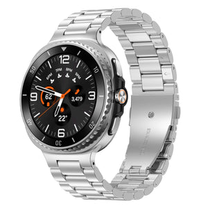 Steel Strap, silver, on a watch, 3/4 front view