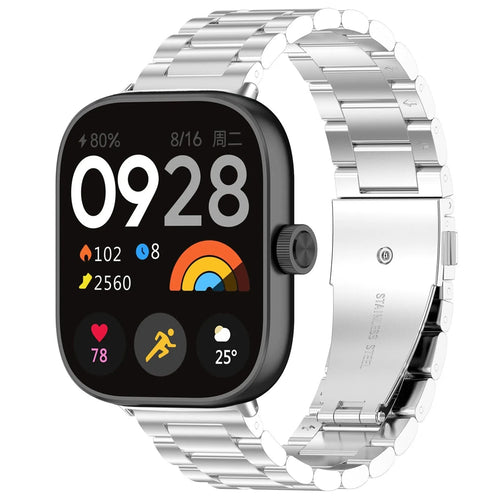 Steel Strap, silver, on a watch, 3/4 front view
