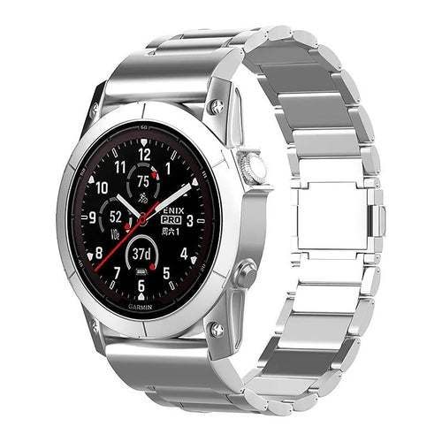Magnetic Titanium Strap, silver, on a watch, 3/4 front view