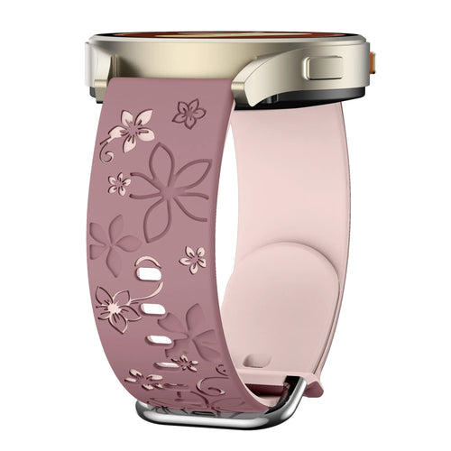 Fossil Gen 6 - 42mm Flower Silicone Strap (Smoke Purple/Light Pink)