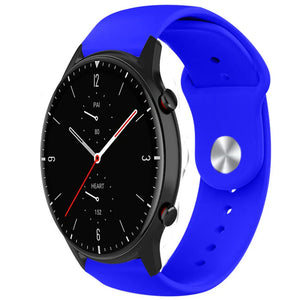 Silicone Sport Strap, blue, on a watch, 3/4 front view