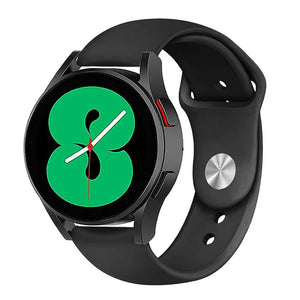 Silicone Sport Strap, black, on a watch, 3/4 front view