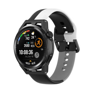 Silicone Triple Sport Strap, on a watch, 3/4 front view