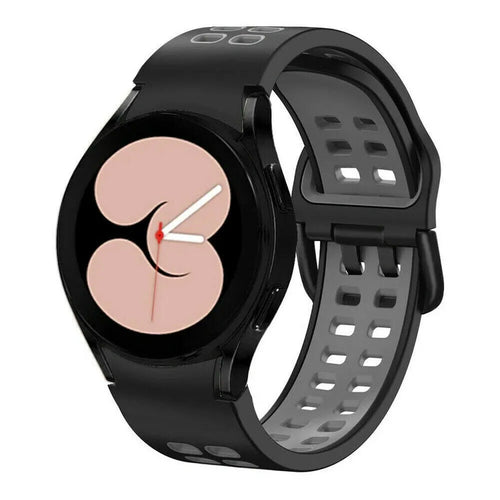 Silicone Squared Sport Strap, black/grey, on a watch, 3/4 front view