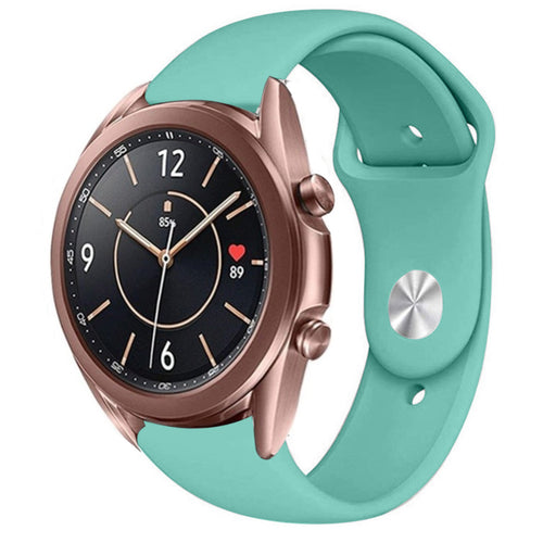 Silicone Sport Strap, aqua, on a watch, 3/4 front view