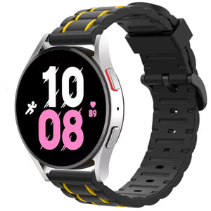 Silicone Strap 'Tough', black/yellow, on a watch, 3/4 front view