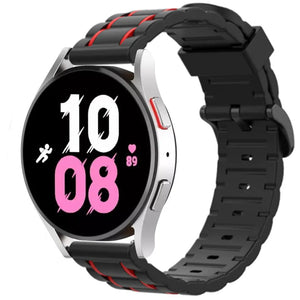 Silicone Strap 'Tough', black/red, on a watch, 3/4 front view