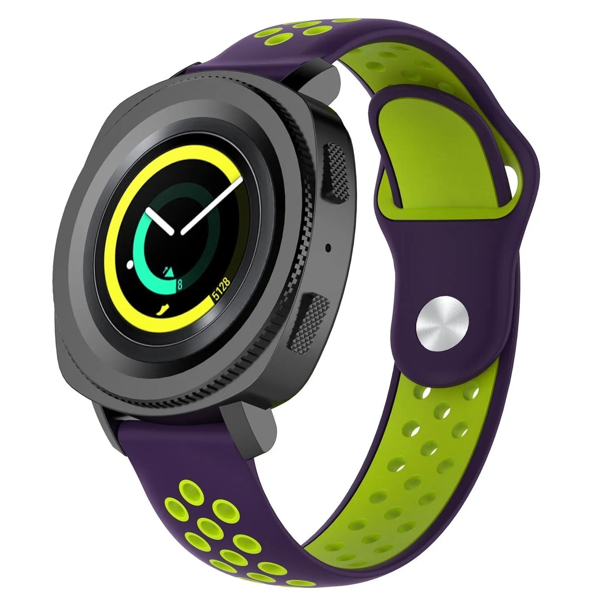 Silicone Sport Strap, on a watch, 3/4 front view