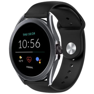 Silicone Sport Strap, black, on a watch, 3/4 front view