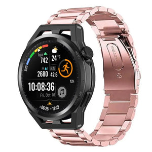 Steel Strap, pink, on a watch, 3/4 front view