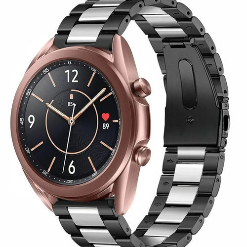 Steel Strap, black/silver, on a watch, 3/4 front view