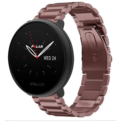 Steel Strap, bronze, on a watch, 3/4 front view