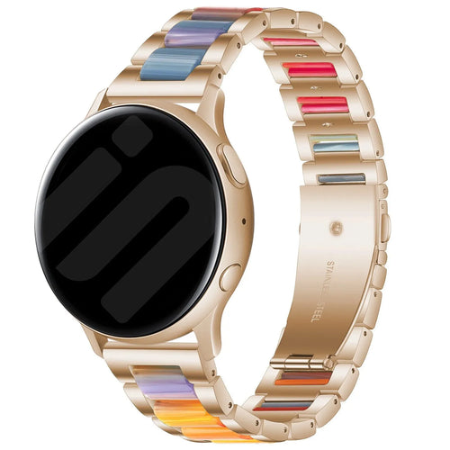 Steel Resin Strap, rose gold/colourful, on a watch, 3/4 front view