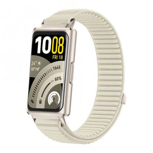 Wave Nylon Strap, starlight, on a watch, 3/4 front view