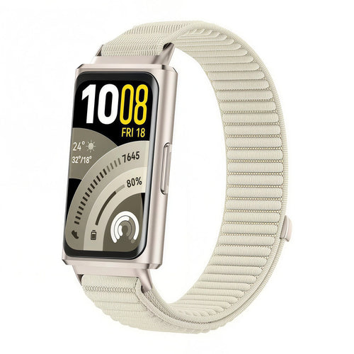 Wave Nylon Strap, starlight, on a watch, 3/4 front view