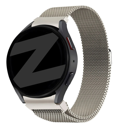 Milanese Loop Strap, starlight, on a watch, 3/4 front view