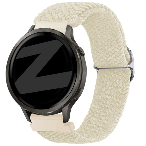 Braided Nylon Strap, starlight, on a watch, 3/4 front view