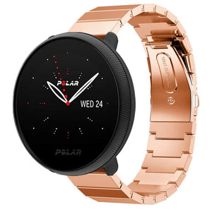Premium Metal Strap, rose gold, on a watch, 3/4 front view