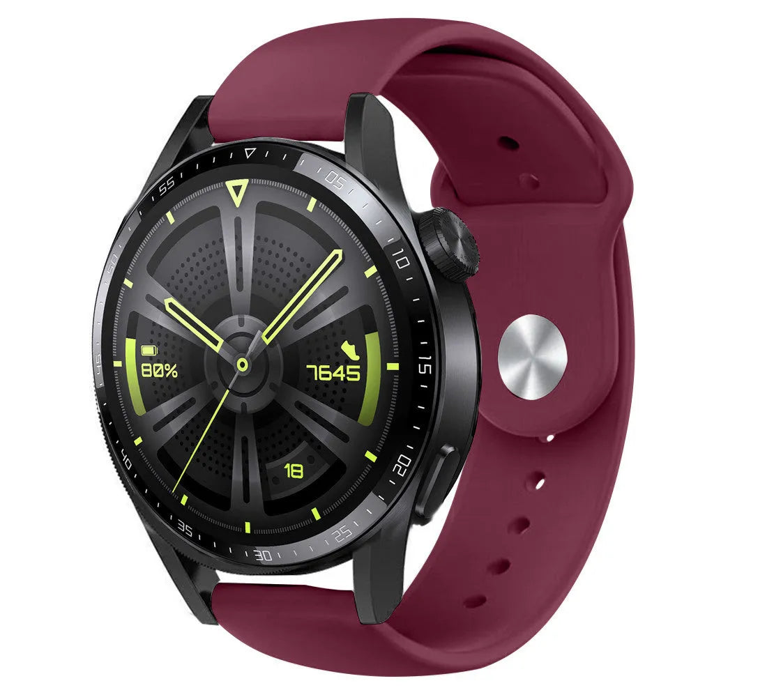 Silicone Sport Strap, on a watch, 3/4 front view