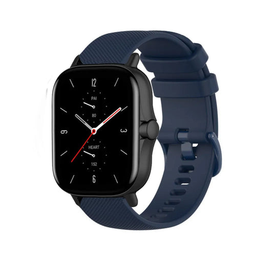 Premium Silicone Strap, dark blue, on a watch, 3/4 front view