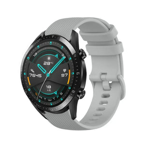 Premium Silicone Strap, grey, on a watch, 3/4 front view