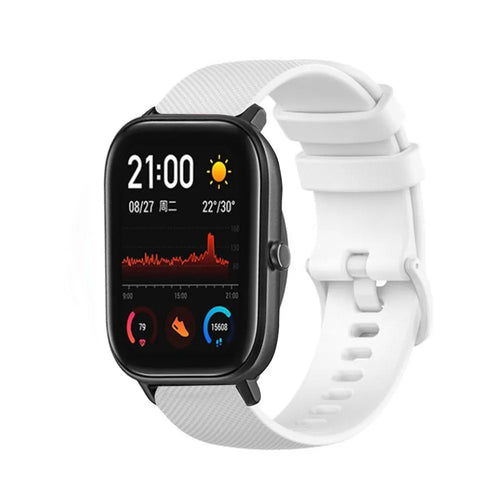 Premium Silicone Strap, white, on a watch, 3/4 front view