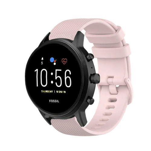 Premium Silicone Strap, pink, on a watch, 3/4 front view