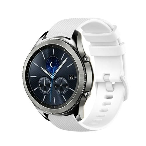 Premium Silicone Strap, white, on a watch, 3/4 front view