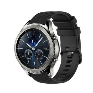 Premium Silicone Strap, black, on a watch, 3/4 front view
