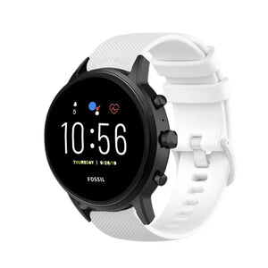 Premium Silicone Strap, white, on a watch, 3/4 front view