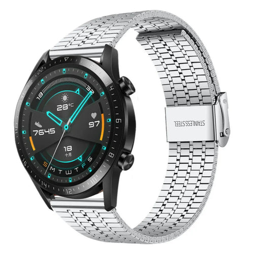 Fine Steel Strap, silver, on a watch, 3/4 front view