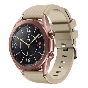 Twill Silicone Strap, beige, on a watch, 3/4 front view