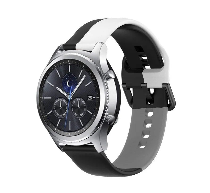 Silicone Triple Sport Strap, on a watch, 3/4 front view