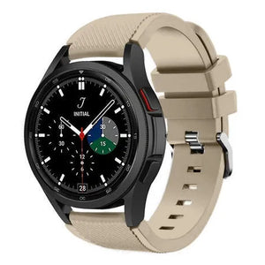 Twill Silicone Strap, beige, on a watch, 3/4 front view