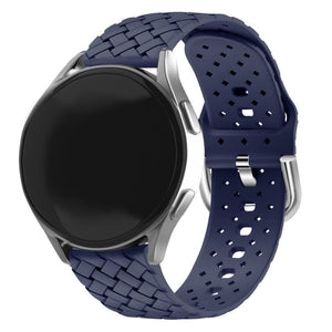 Braided Silicone Strap, dark blue, on a watch, 3/4 front view