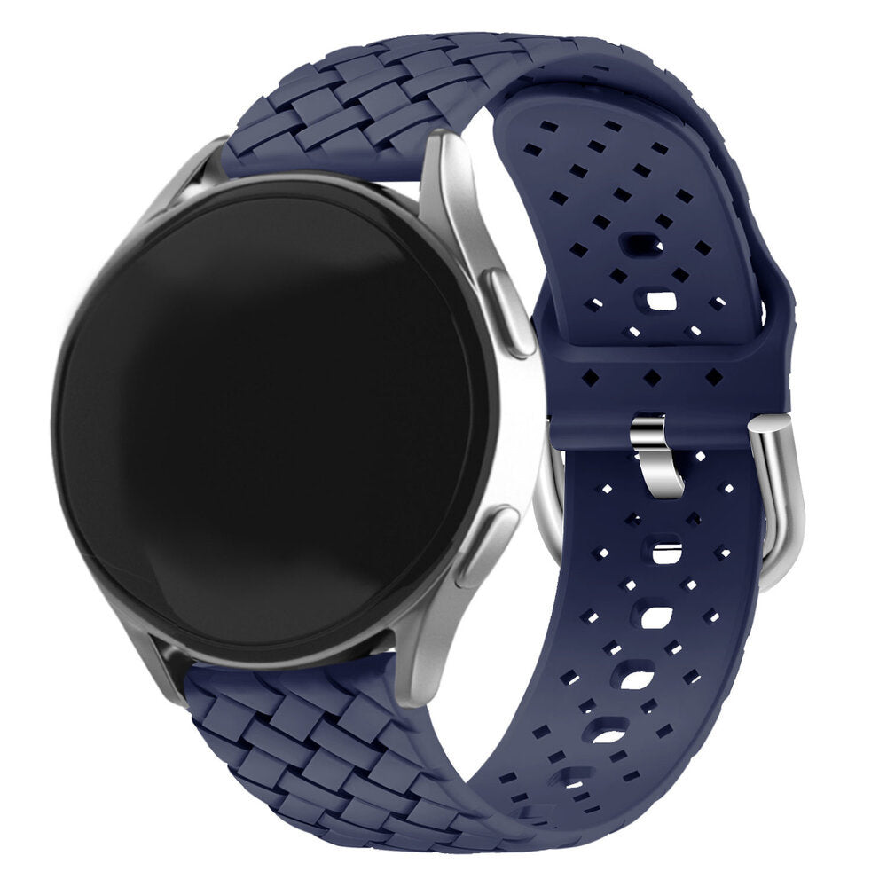 Braided Silicone Strap, dark blue, on a watch, 3/4 front view