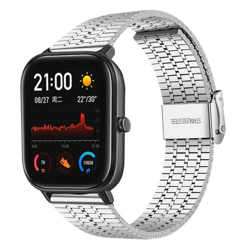 Fine Steel Strap, silver, on a watch, 3/4 front view