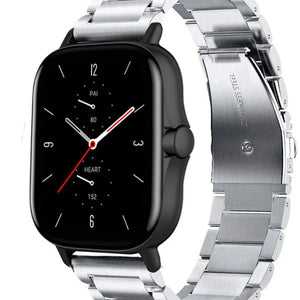 Titanium Strap, silver, on a watch, 3/4 front view