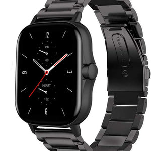 Titanium Strap, black, on a watch, 3/4 front view