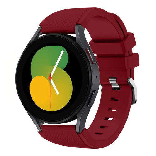 Twill Silicone Strap, burgundy, on a watch, 3/4 front view