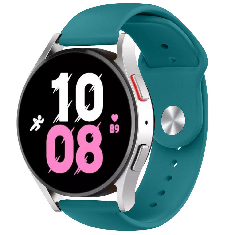 Silicone Sport Strap, green-blue, on a watch, 3/4 front view