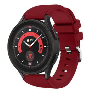 Twill Silicone Strap, burgundy, on a watch, 3/4 front view