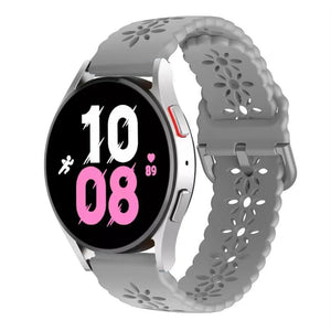 Patterned Silicone Strap, grey, on a watch, 3/4 front view
