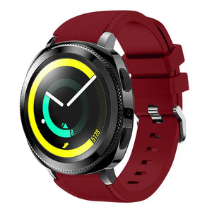 Twill Silicone Strap, burgundy, on a watch, 3/4 front view