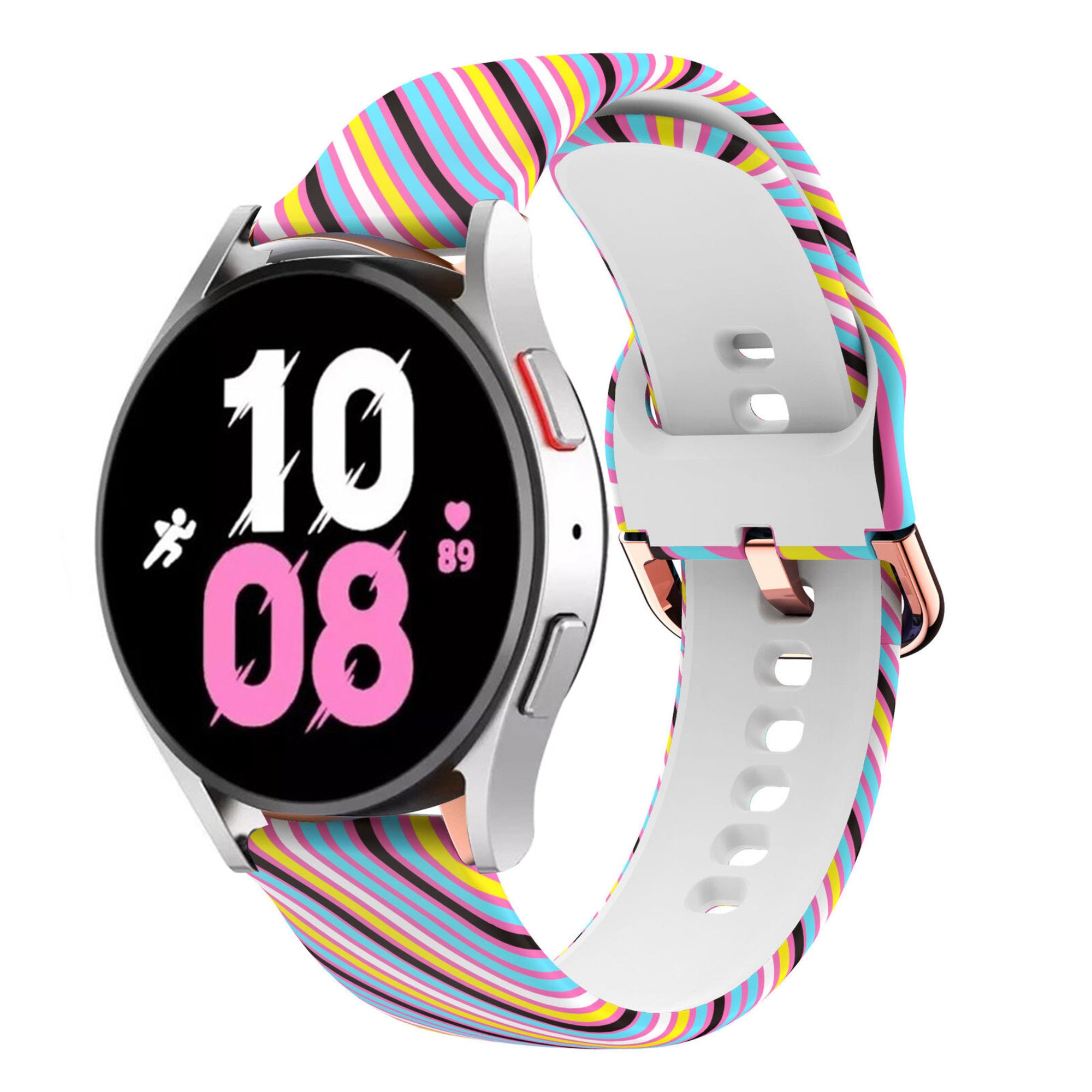 Print Silicone Strap, on a watch, 3/4 front view
